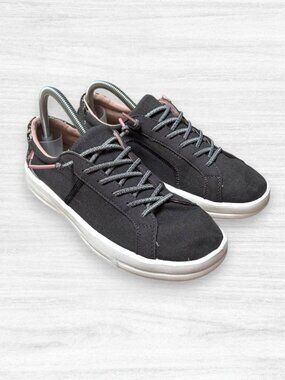 HEY DUDE Karina Jet Black Canvas Sneakers Snake Print Extra Laces Womens 9